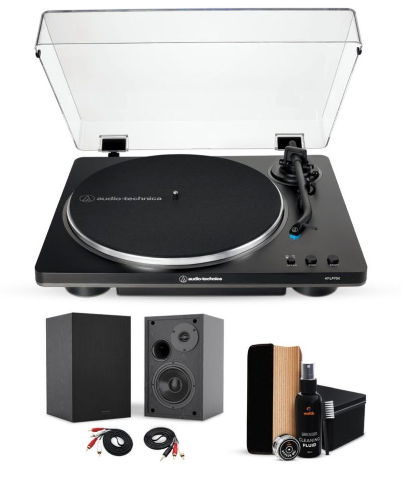 Tocadiscos Audio-Technica AT-LP70X-BG con bocinas inalámbricas