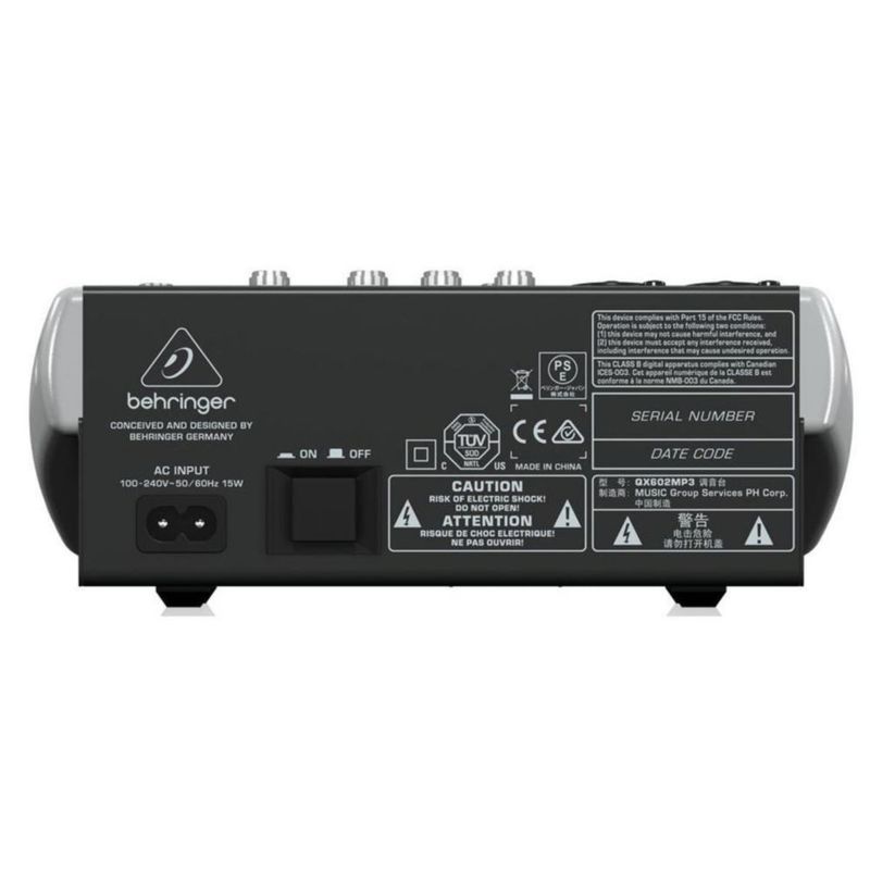 Mezclador Behringer Xenyx QX602MP3 USB Reproducción MP3 6 Entradas