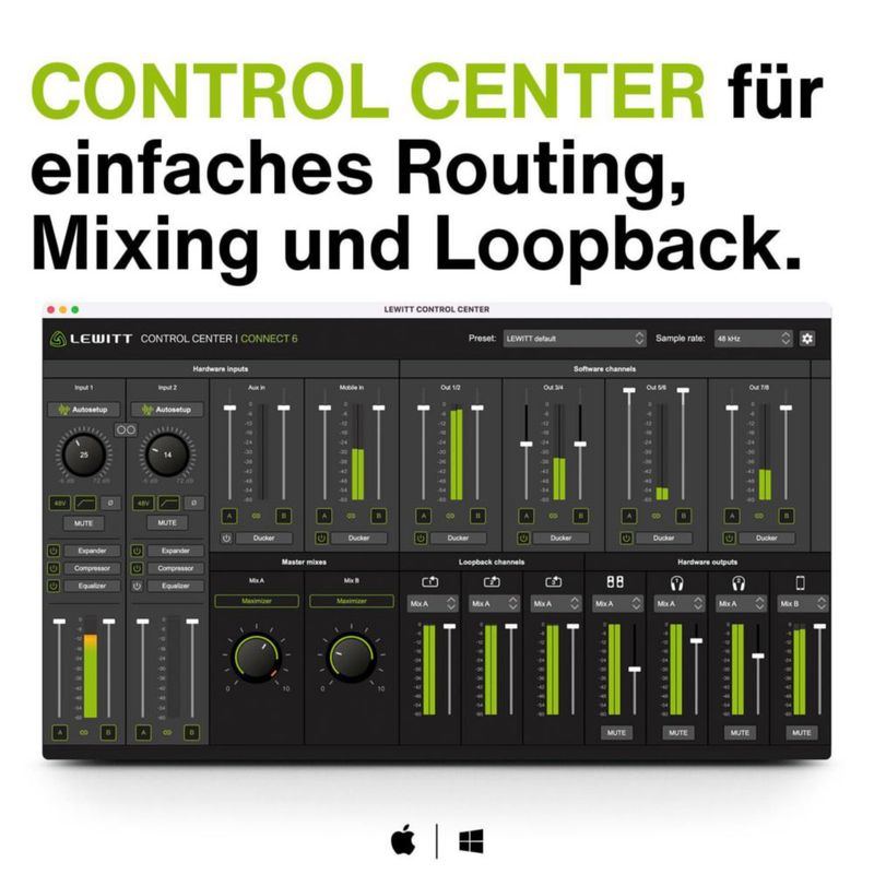 Interfaz de Audio MIDI Lewitt Connect 6 USB-C Dual