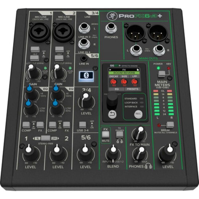 Mezcladora analógica Mackie ProFX6v3+ de 6 canales con Bluetooth