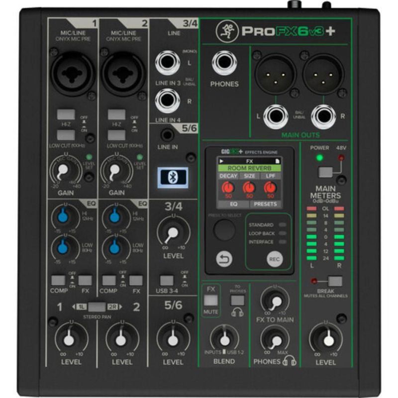 Mezcladora analógica Mackie ProFX6v3+ de 6 canales con Bluetooth