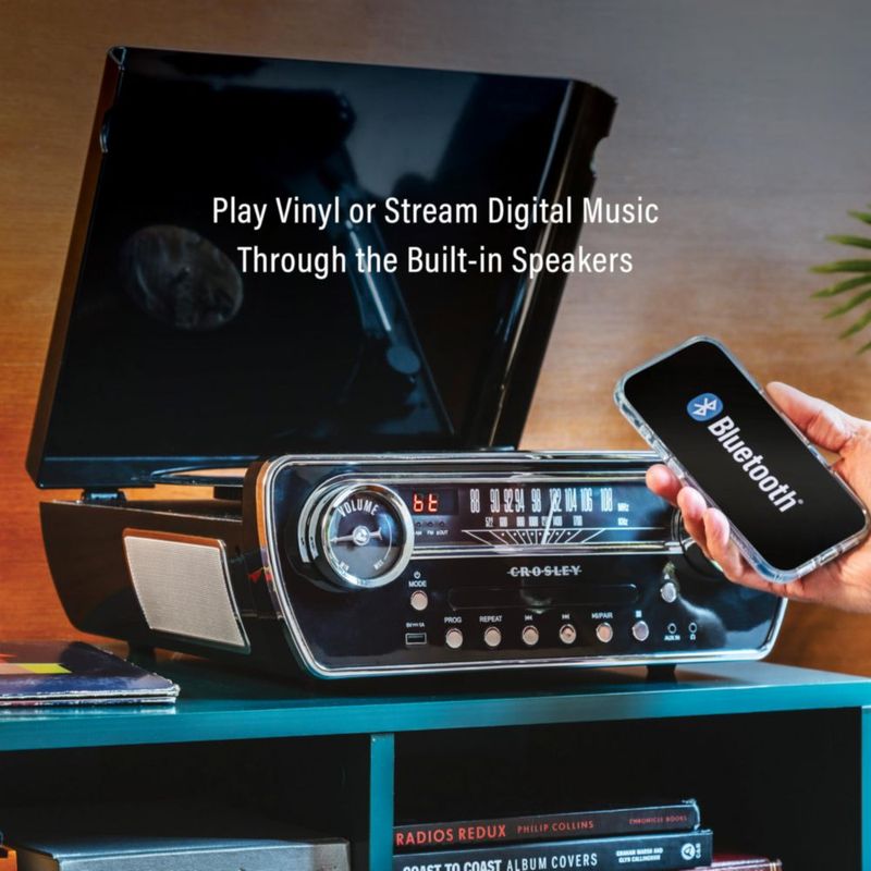 Tocadiscos Crosley CR6047A-BK 7 en 1 Bluetooth Radio con CD