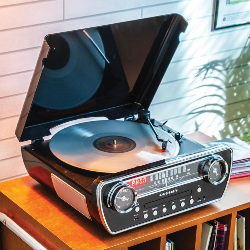 Tocadiscos Crosley CR6047A-BK 7 en 1 Bluetooth Radio con CD