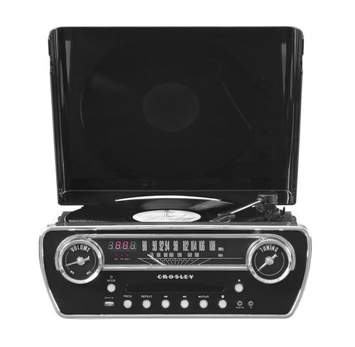 Tocadiscos Crosley CR6047A-BK 7 en 1 Bluetooth Radio con CD