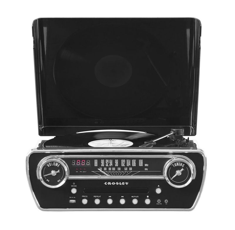 Tocadiscos Crosley CR6047A-BK 7 en 1 Bluetooth Radio con CD