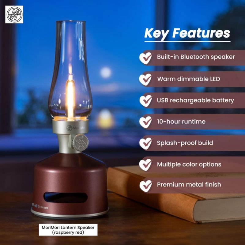 Lámpara KOOKOO MoriMori con Altavoz Bluetooth Rojo Frambuesa