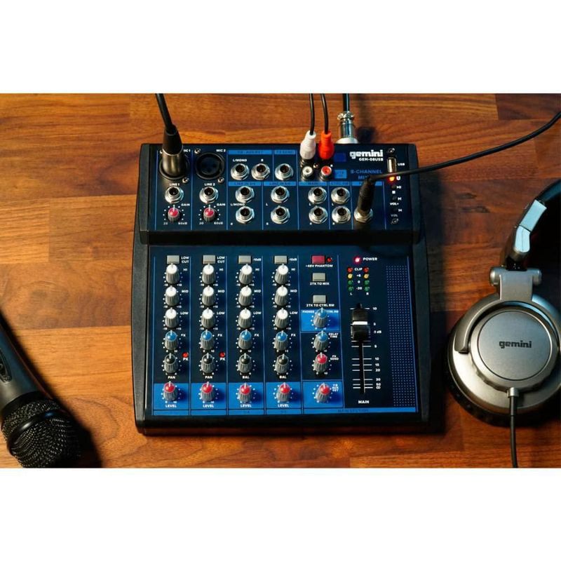 Mezclador de Audio Gemini GEM-08USB Bluetooth USB de 8 Canales