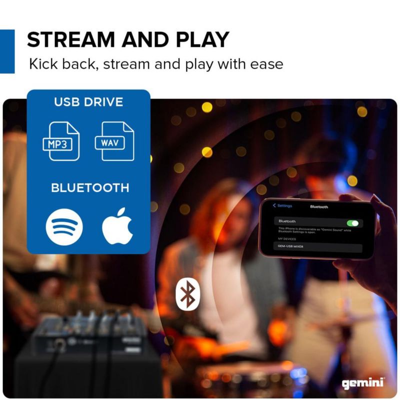 Mezclador de Audio Gemini GEM-08USB Bluetooth USB de 8 Canales