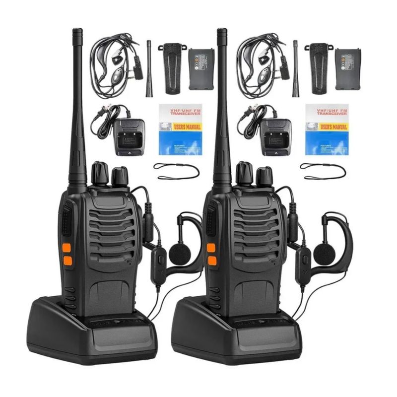 Radio Portátil Radio Walkie-talkie 2 Piezas,  Color Negro