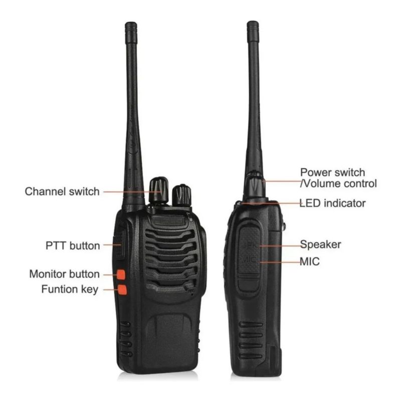 Radio Portátil Radio Walkie-talkie 2 Piezas,  Color Negro