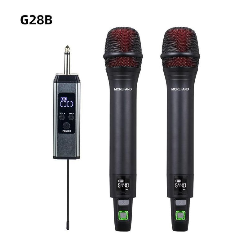 Set 2 microfonos dinamico inalambricos recargables g28b negro