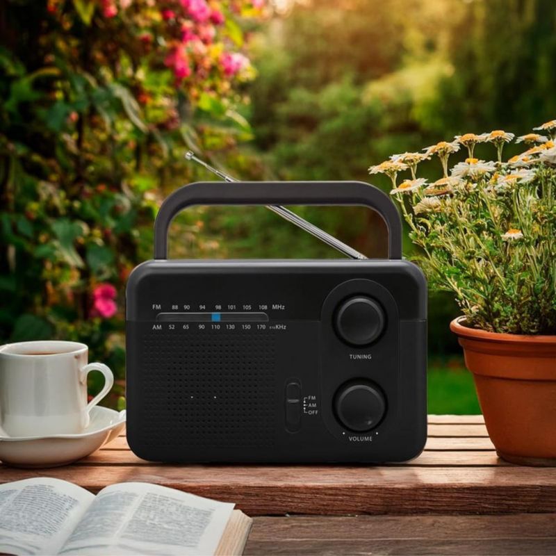 Radio FM AM analógico portátil Negro