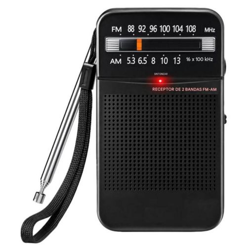 Radio AM/FM Recargable Retro Portátil Bocina Integrada Negro
