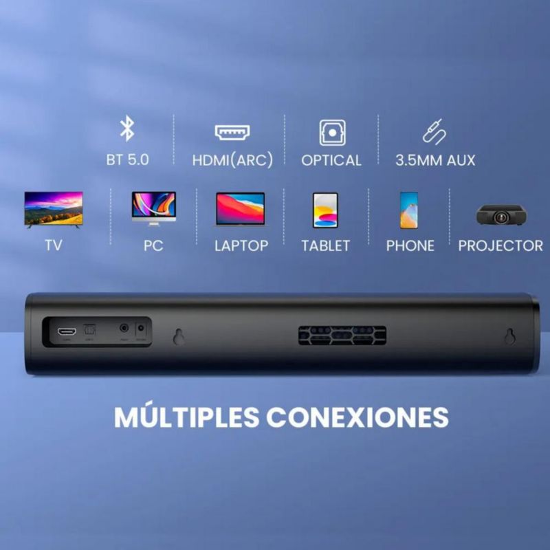 Barra De Sonido Cine En Casa Desmontable Bluetooth Bocinas Negro