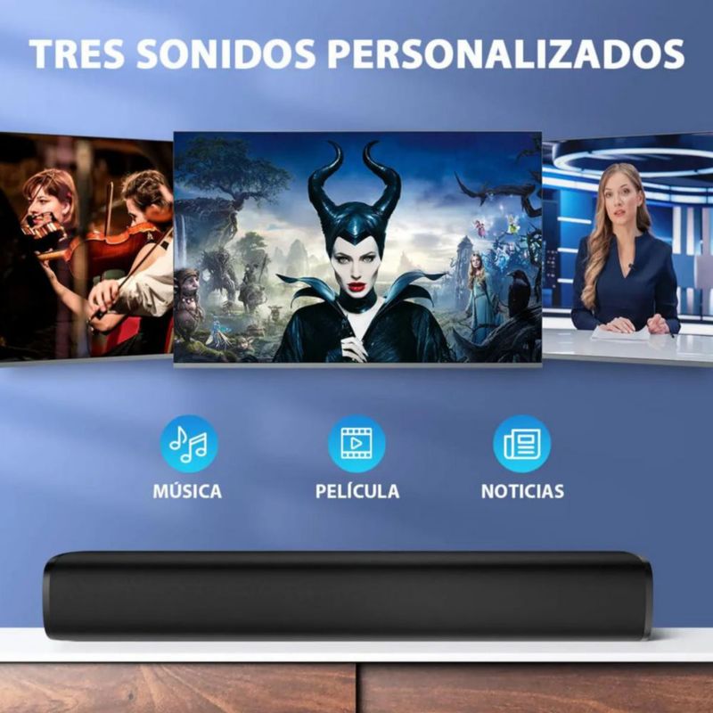 Barra De Sonido Cine En Casa Desmontable Bluetooth Bocinas Negro