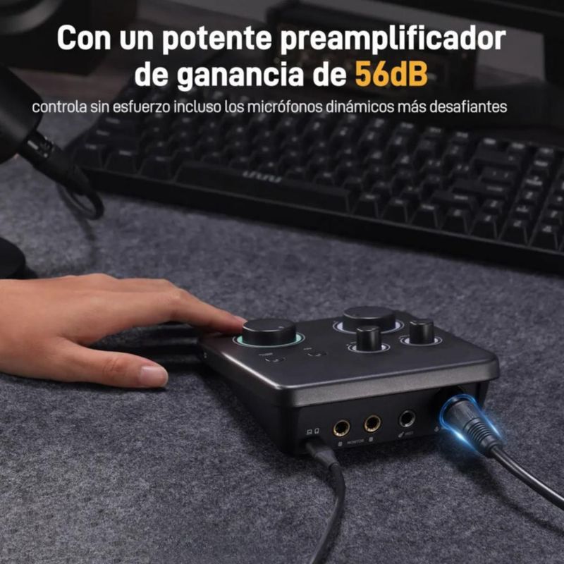Interfaz De Audio Con 2 Canales 24-Bit/192khz, Controlador Para Grabación De Música, Guitarra, Podcast, Streaming Y DAW, Negro