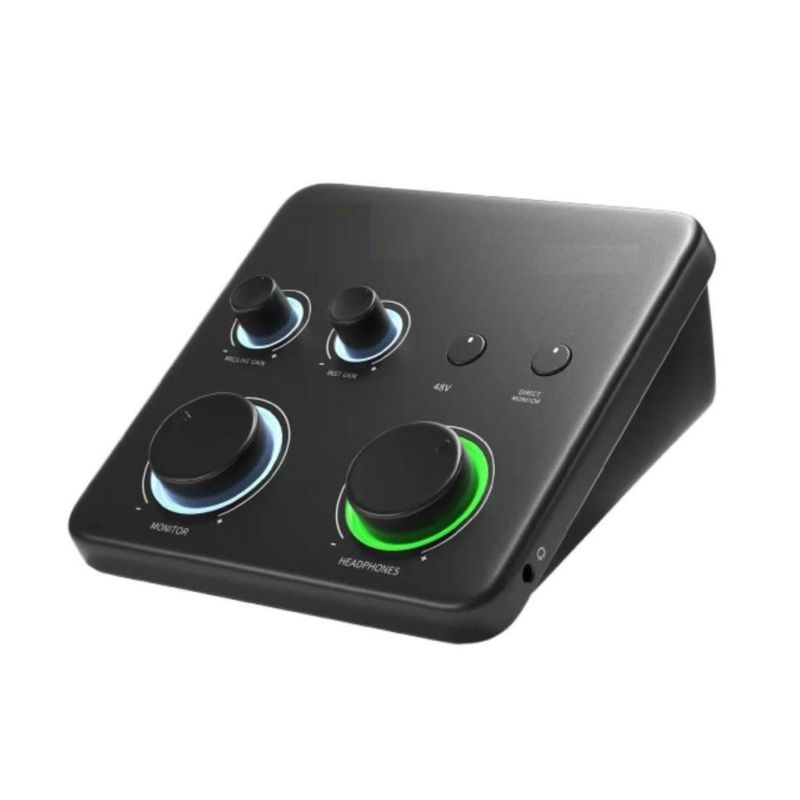 Interfaz De Audio Con 2 Canales 24-Bit/192khz, Controlador Para Grabación De Música, Guitarra, Podcast, Streaming Y DAW, Negro