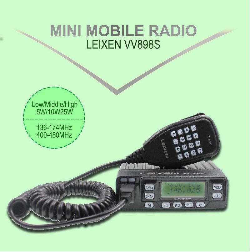 Radio de dos vías Leixen VV-898S 25W UHF/VHF con cable