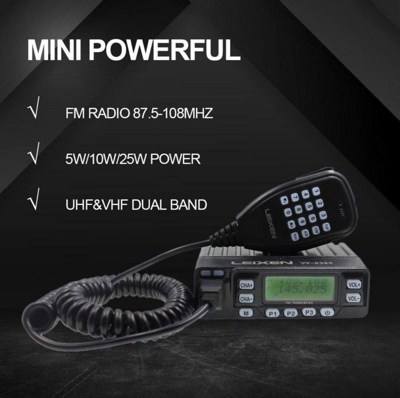 Radio de dos vías Leixen VV-898S 25W UHF/VHF con cable