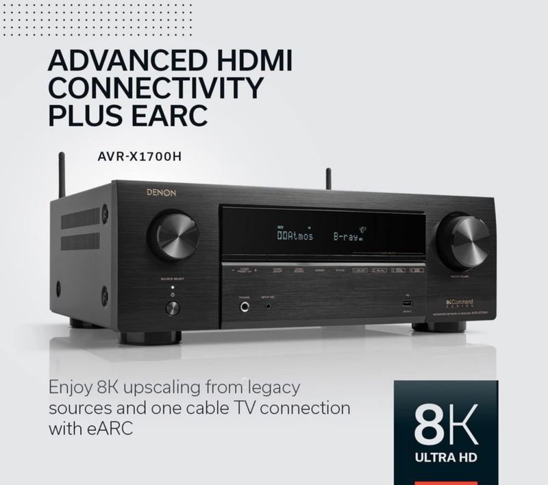 Reacondicionado Receptor de cine en casa Denon AVR-X1700H 7.2 canales 8K con audio 3D