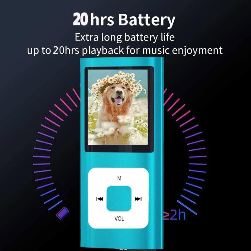 Reproductor MP3 Hotechs 64 GB Pantalla de 182 pulgadas Radio FM Azul