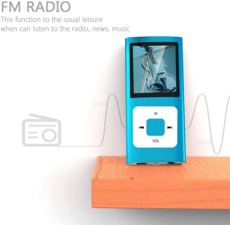 Reproductor MP3 Hotechs 64 GB Pantalla de 182 pulgadas Radio FM Azul