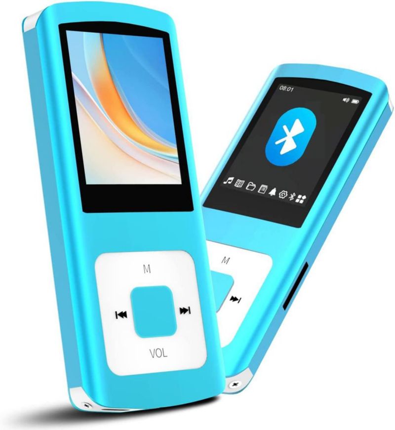 Reproductor MP3 Hotechs 64 GB Pantalla de 182 pulgadas Radio FM Azul
