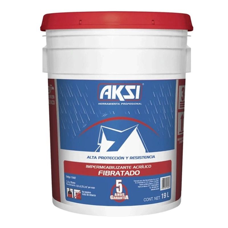 Impermeabilizante Fibratado Aksi Cubeta 19 L Rojo 0.5 - 0.75 L x m2