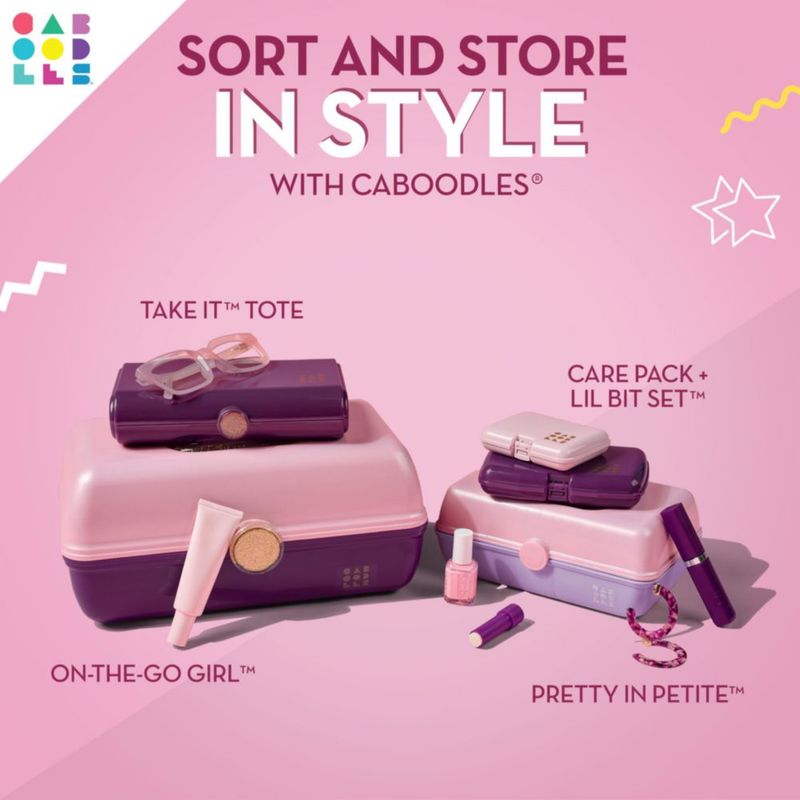 Caja de maquillaje Caboodles 14 cm rosa brillante con 2 bandejas