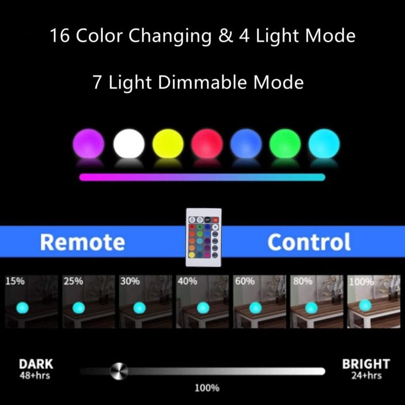Luz LED esférica Hathdia 15 cm multicolor impermeable con control remoto