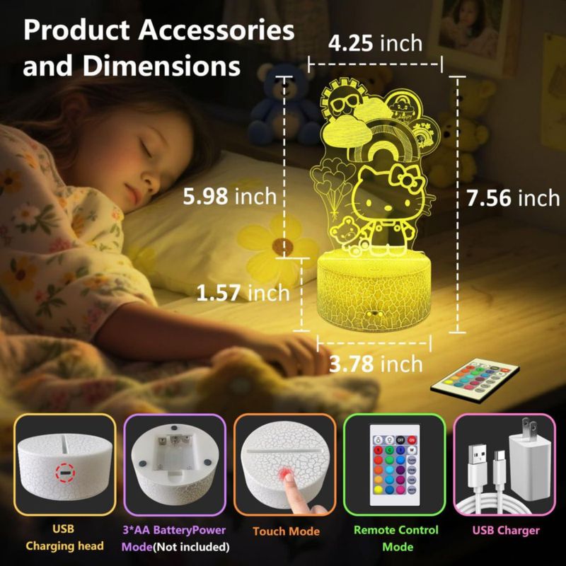 Lámpara de noche COBIKU Kitty con control remoto de 16 colores