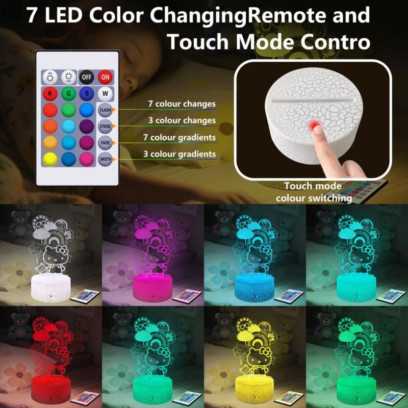 Lámpara de noche COBIKU Kitty con control remoto de 16 colores