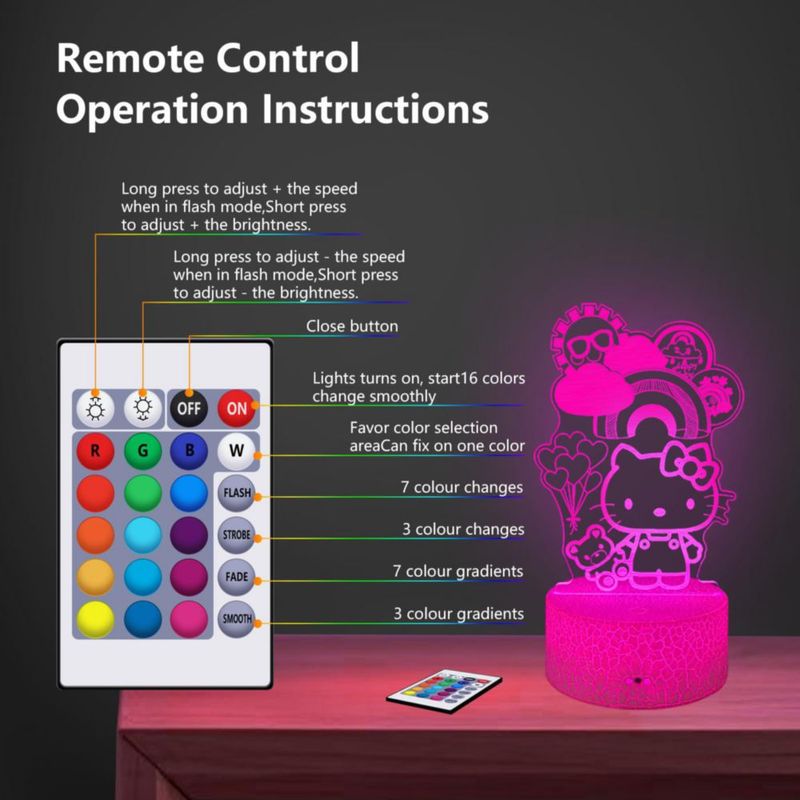 Lámpara de noche COBIKU Kitty con control remoto de 16 colores