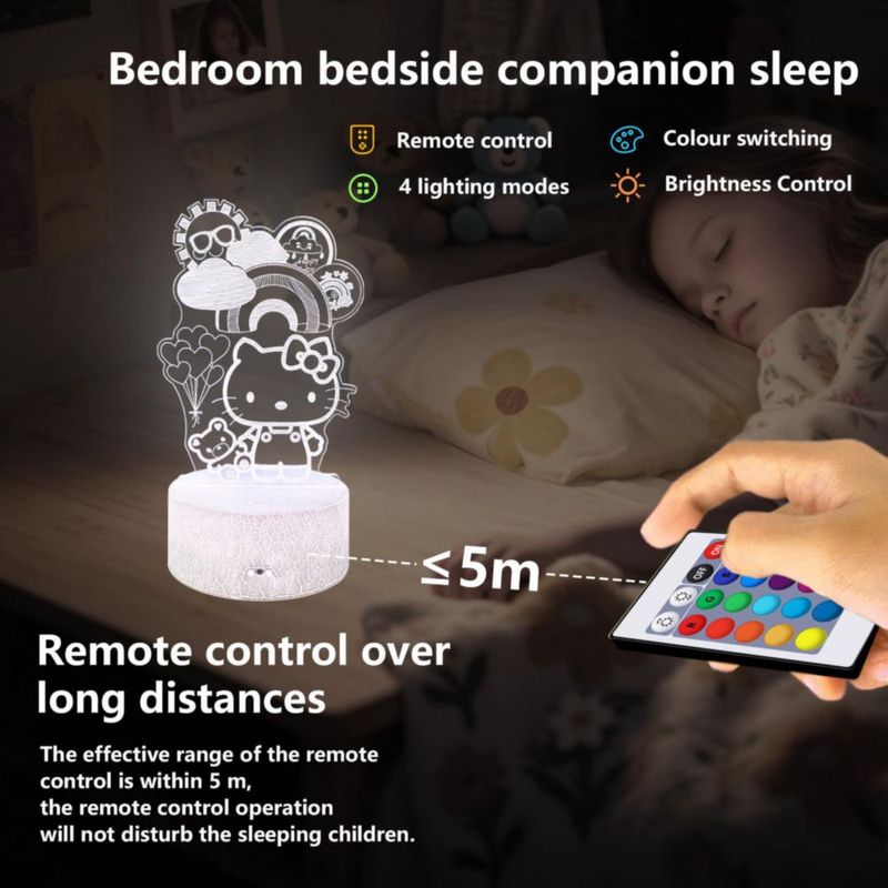 Lámpara de noche COBIKU Kitty con control remoto de 16 colores