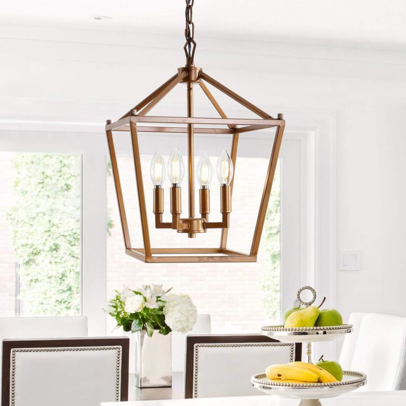 Lámpara colgante JONATHAN Y 30 cm 4 luces Jaula en oro antiguo