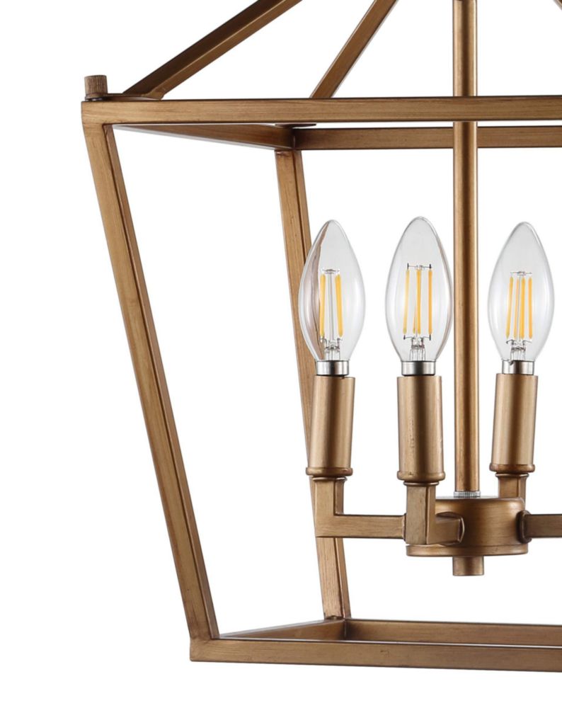 Lámpara colgante JONATHAN Y 30 cm 4 luces Jaula en oro antiguo