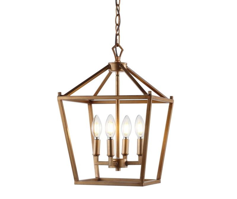 Lámpara colgante JONATHAN Y 30 cm 4 luces Jaula en oro antiguo