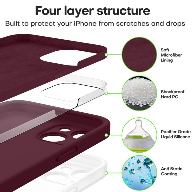 Funda CellEver iPhone 14 color vino antiaceite
