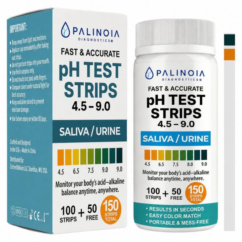Tiras de prueba de pH Palinoia 150 unidades para orina y saliva