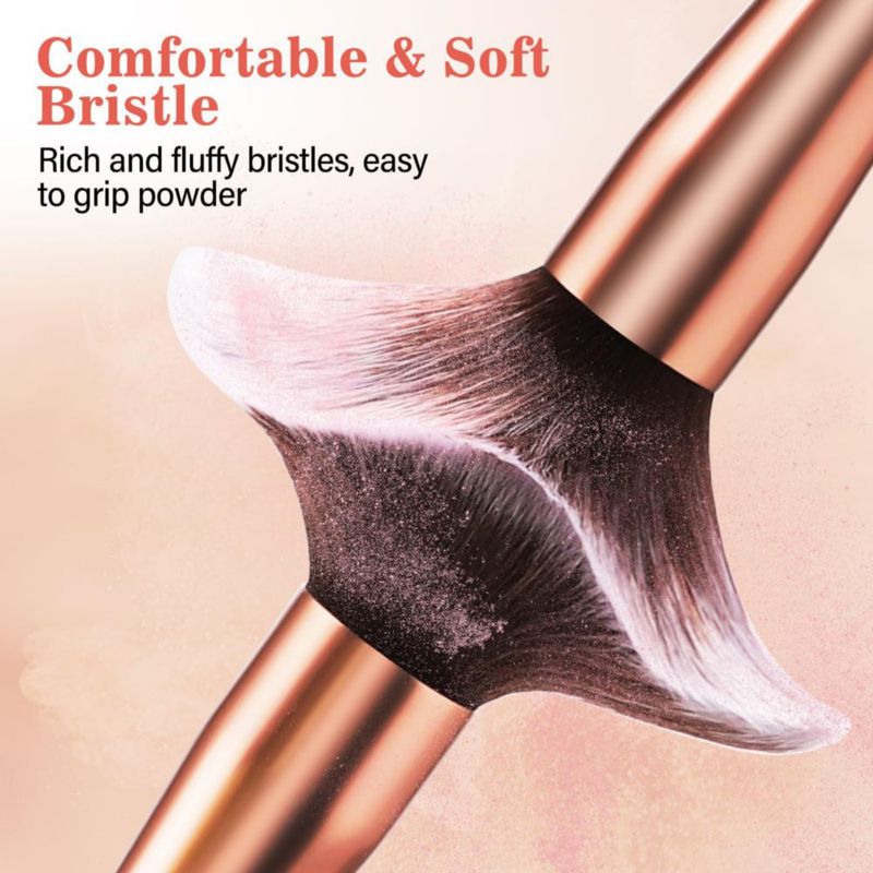 Set de brochas de maquillaje LUXBRU 17 unidades con estuche organizador de viaje color rosa