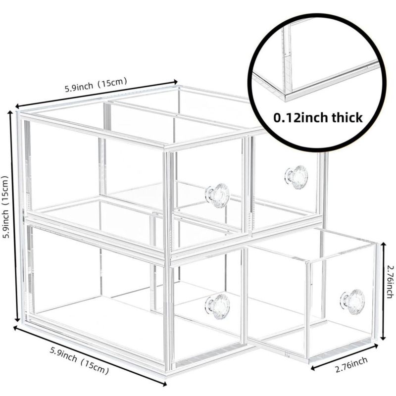 Caddy HESIN 15x15x15 cm 2 Cajones Acrílico Transparente