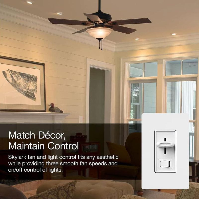 Control de Ventilador Lutron Skylark Blanco 120V