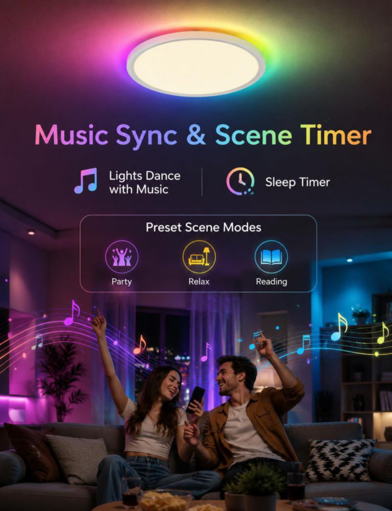 Lámpara de techo Xinsway 30 cm 24 W RGB con control por voz