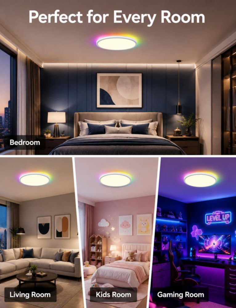 Lámpara de techo Xinsway 30 cm 24 W RGB con control por voz