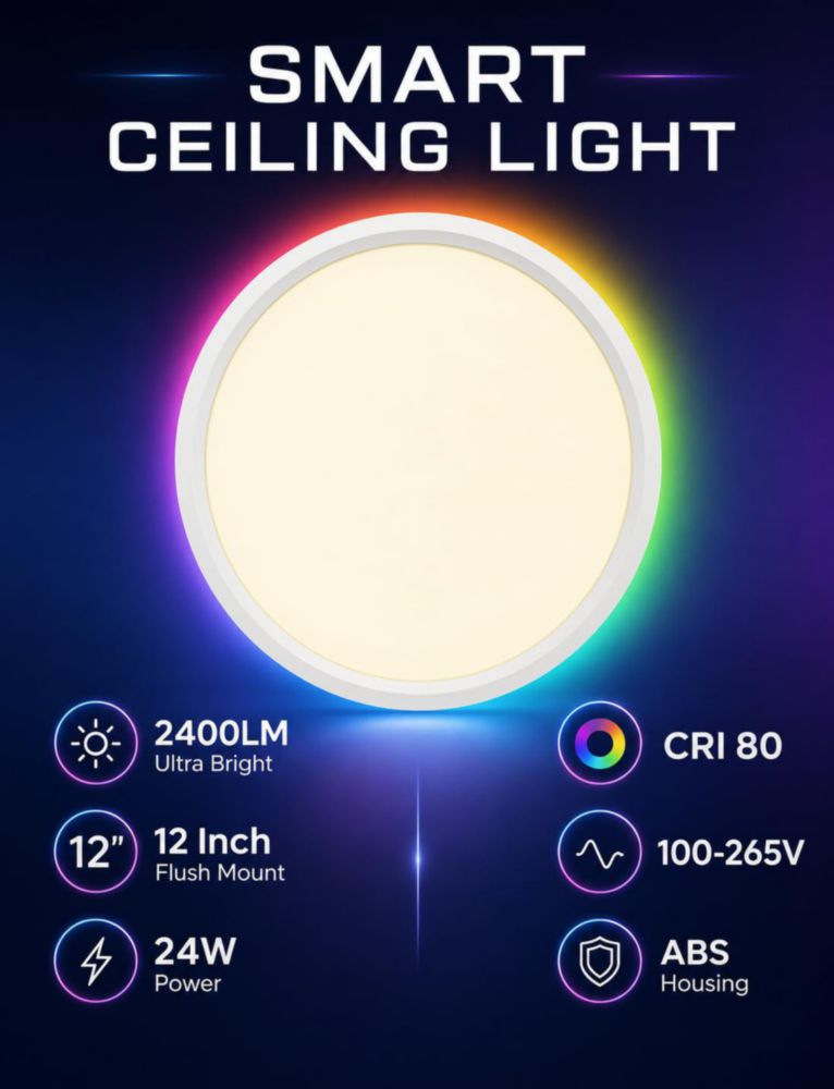 Lámpara de techo Xinsway 30 cm 24 W RGB con control por voz