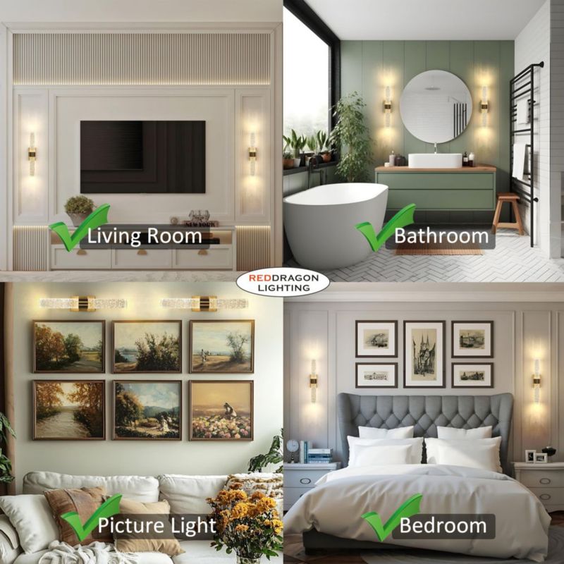 Apliques de pared inalámbricos Reddragon Lighting en oro – juego de 2