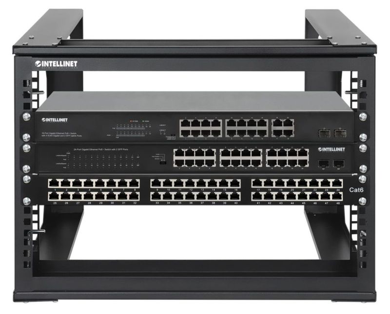 Rack 6U 19" Intellinet negro RAL 9004 de marco abierto