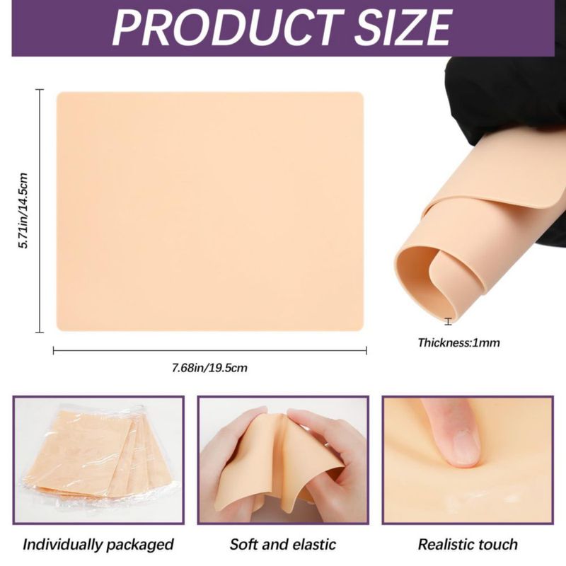 Piel Sintética VelvetAura – Pack de 80 (20 × 15 cm) para Práctica de Tatuaje