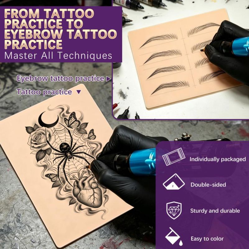 Piel Sintética VelvetAura – Pack de 80 (20 × 15 cm) para Práctica de Tatuaje