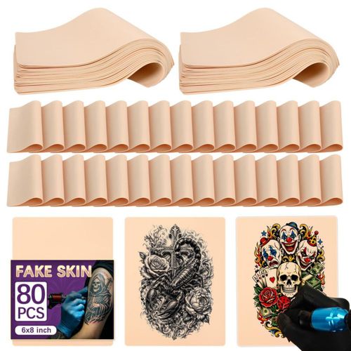 Piel Sintética VelvetAura – Pack de 80 (20 × 15 cm) para Práctica de Tatuaje
